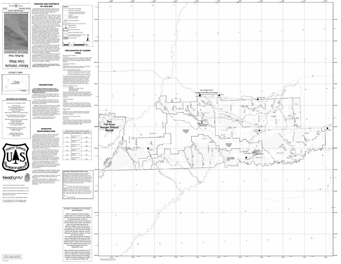 Buffalo Gap National Grassland - Wall Ranger District - MVUM Map by US ...