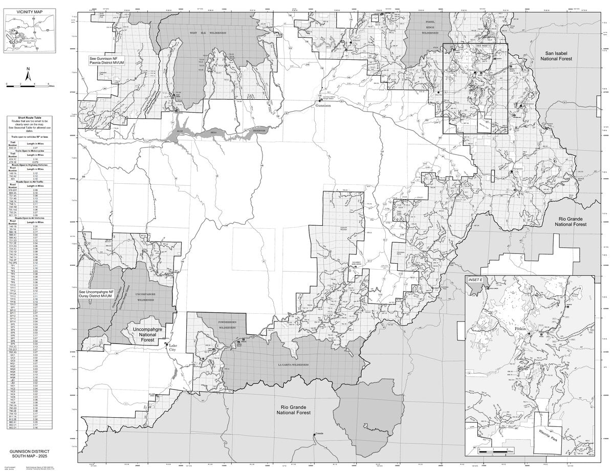 Gunnison NF - Gunnison Ranger District (South Half) MVUM Map by US ...