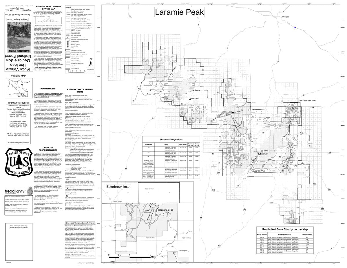 Medicine Bow NF - Douglas Ranger District - Laramie Peak - MVUM Map by ...