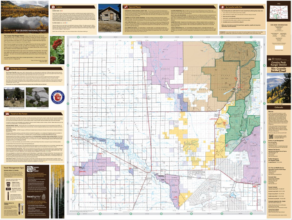 Rio Grande National Forest Visitor Map - Conejos Peak Ranger District ...