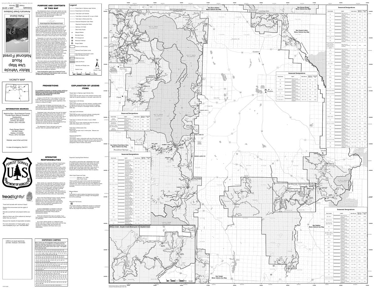 Routt NF - Parks Ranger District - MVUM Map by US Forest Service R2 ...