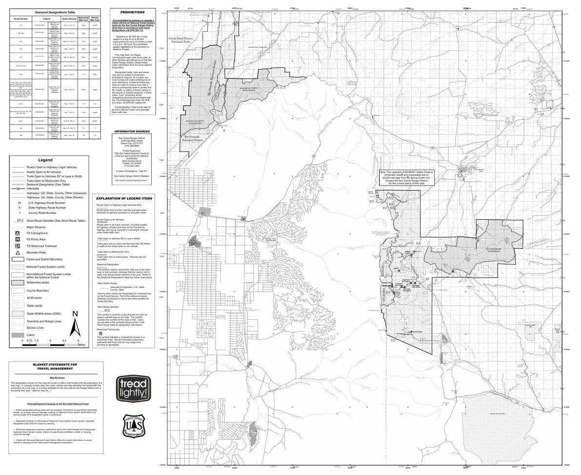 Mccall Ranger Ditrict Map San Isabel NF - San Carlos Ranger District (South Half) - MVUM Map by ...