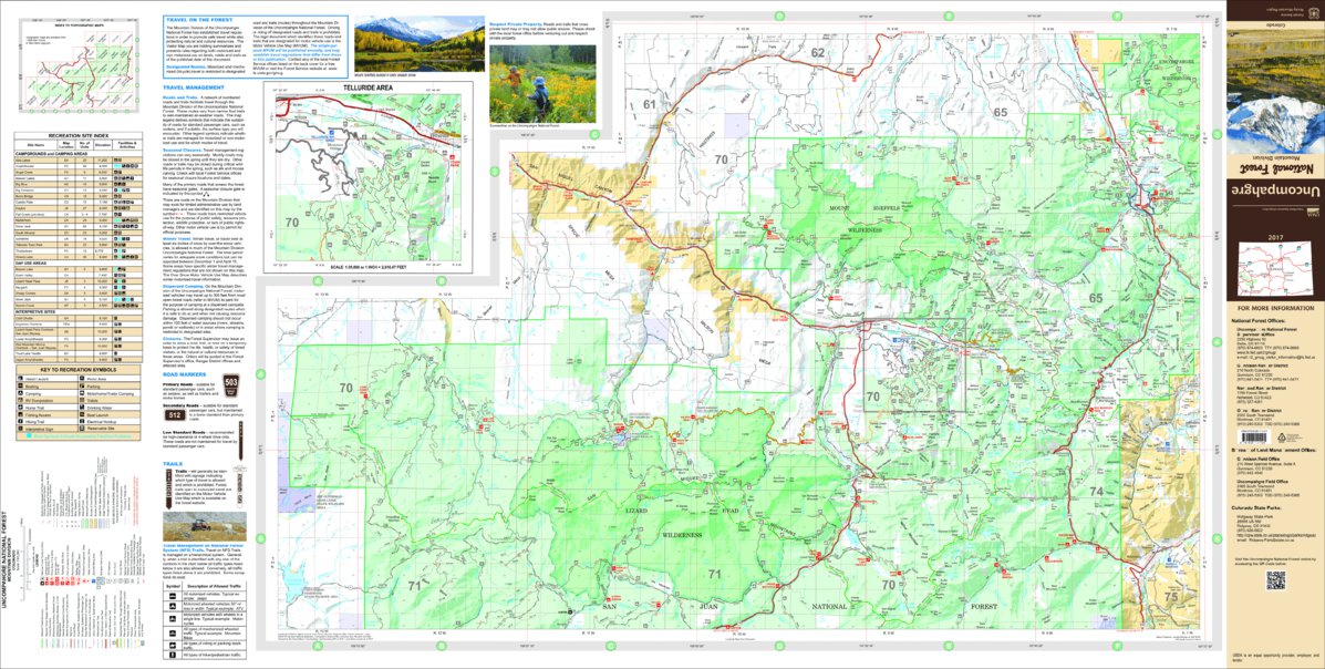 Uncompahgre National Forest Visitor Map - Mountain Division (West Half ...