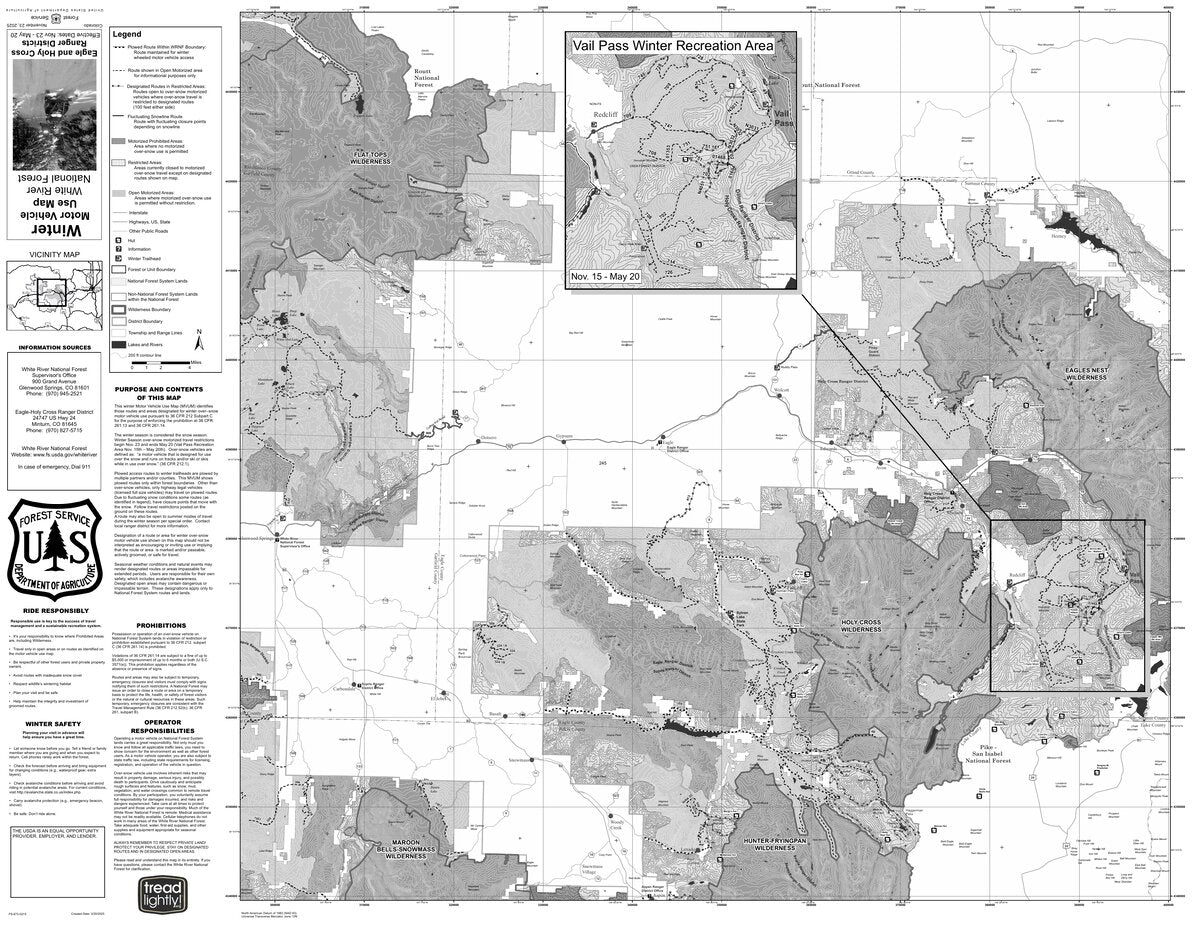 White River NF - Eagle & Holy Cross Ranger Districts - Winter MVUM Map ...