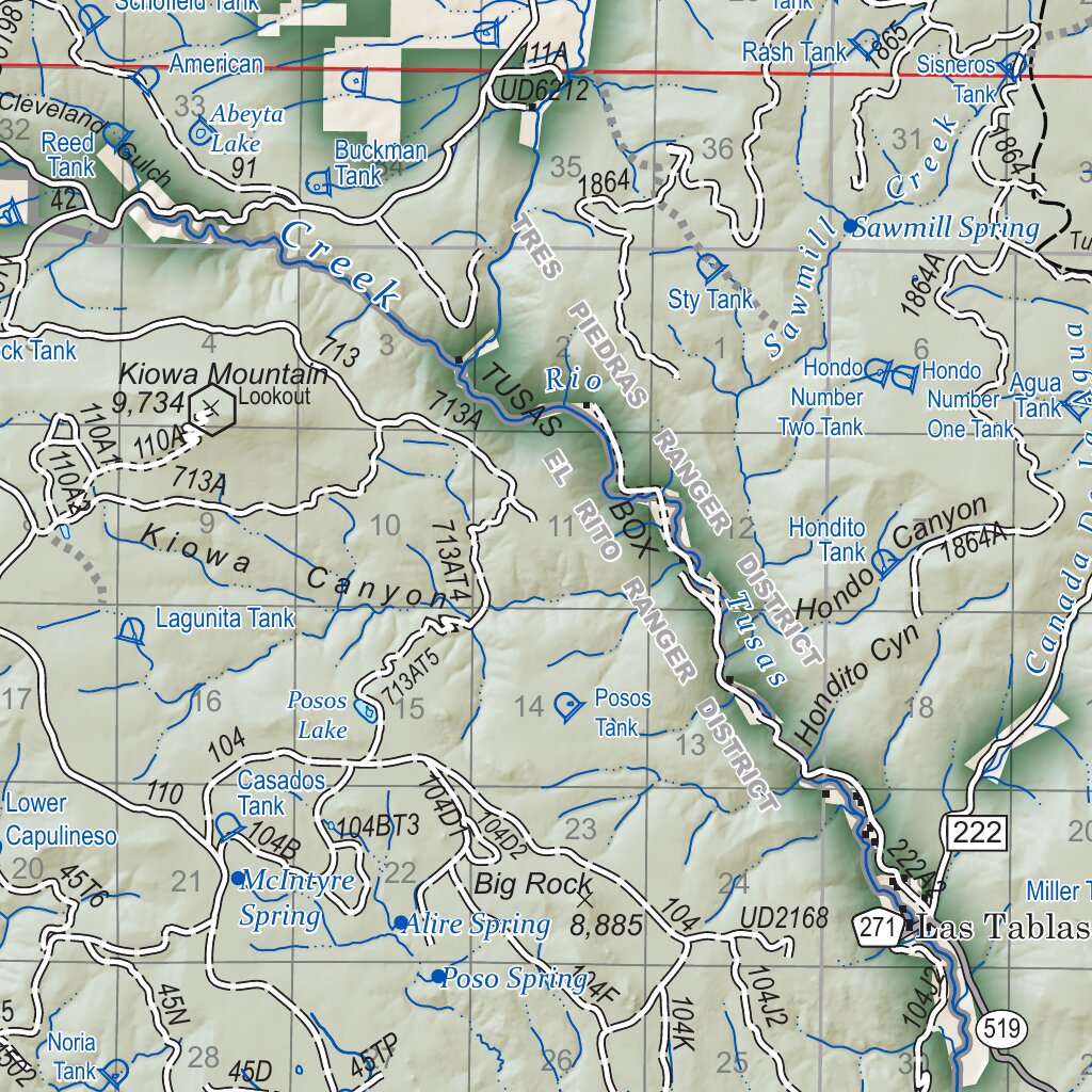 Carson National Forest Visitor Map: Canjilon Tres Piedras and El Rito ...