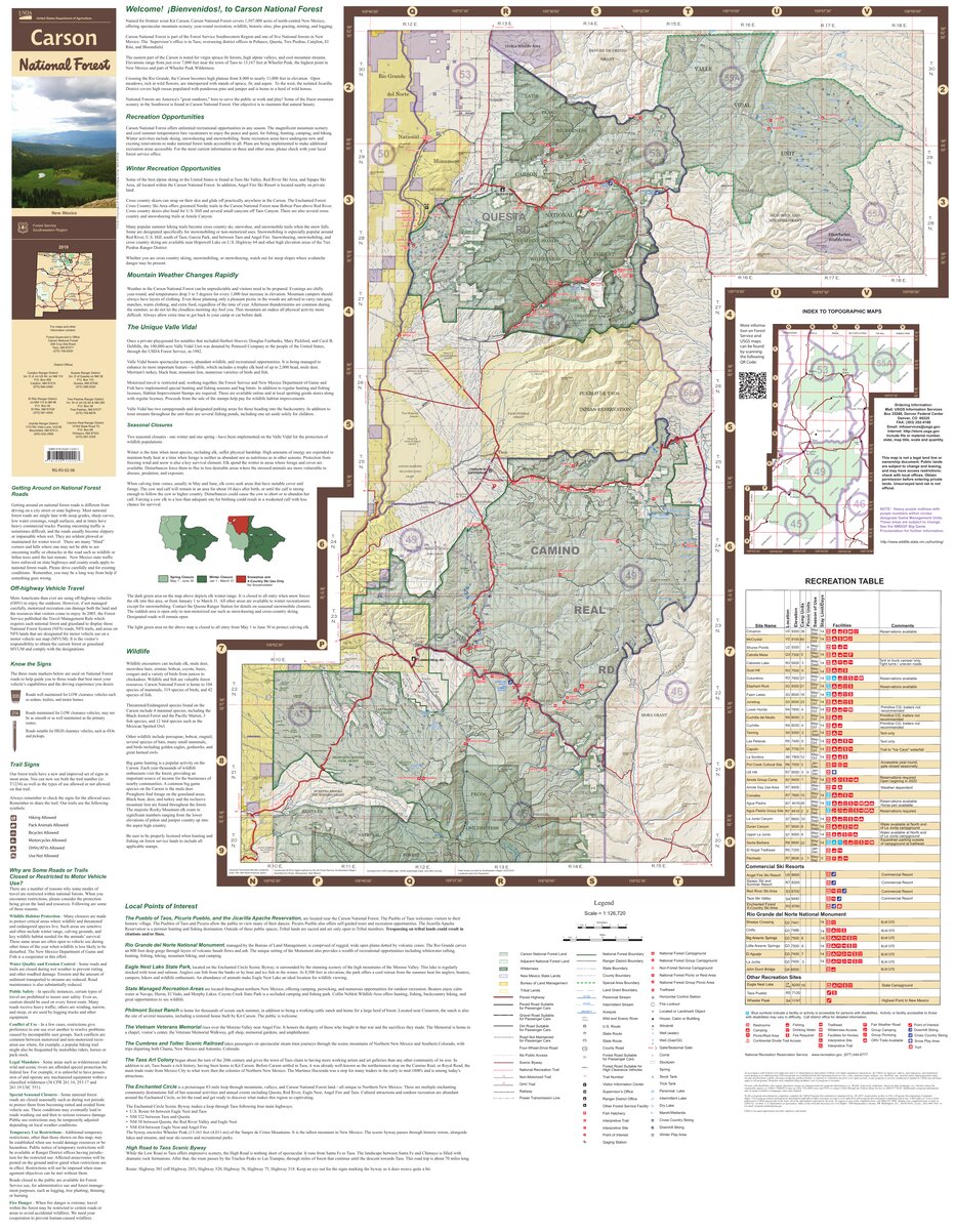 Carson National Forest Visitor Map: Questa and Camino Real Ranger ...