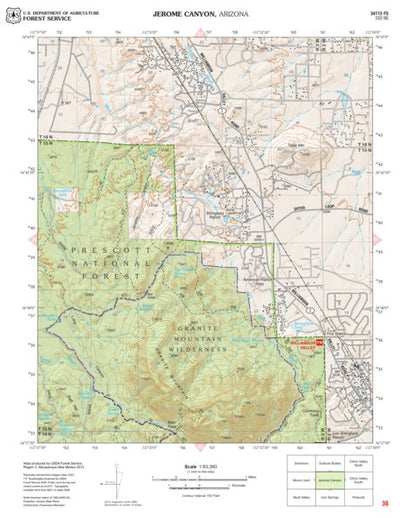 US Forest Service R3 Prescott National Forest Quadrangle: JEROME CANYON digital map
