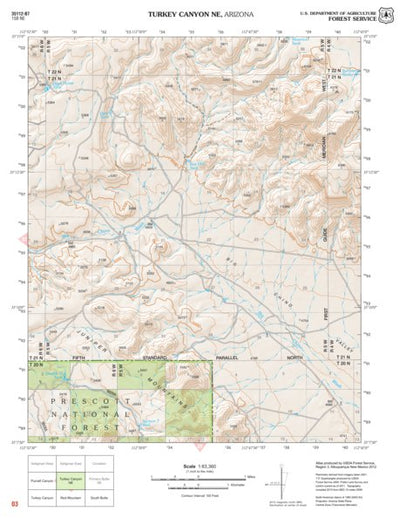 US Forest Service R3 Prescott National Forest Quadrangle: TURKEY CANYON NE digital map