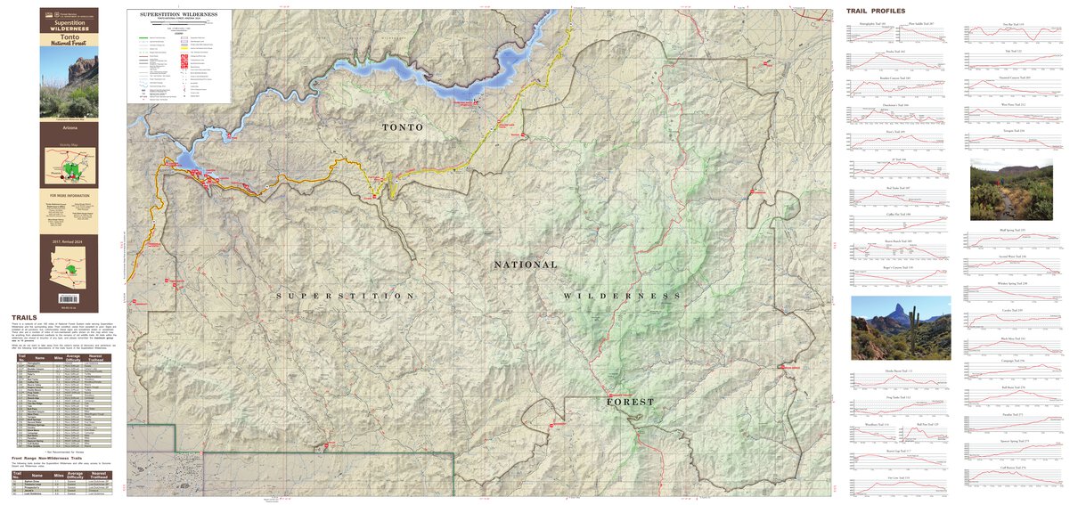 Tonto National Forest Superstition Mountain Hiking Trail Map Green