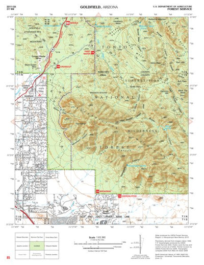 US Forest Service R3 Tonto National Forest Quadrangle: GOLDFIELD digital map