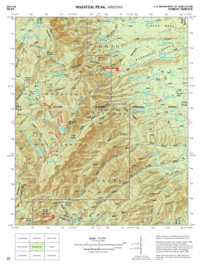 US Forest Service R3 Tonto National Forest Quadrangle: MAZATZAL PEAK digital map