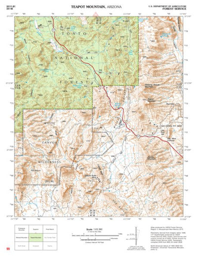 US Forest Service R3 Tonto National Forest Quadrangle: TEAPOT MOUNTAIN digital map