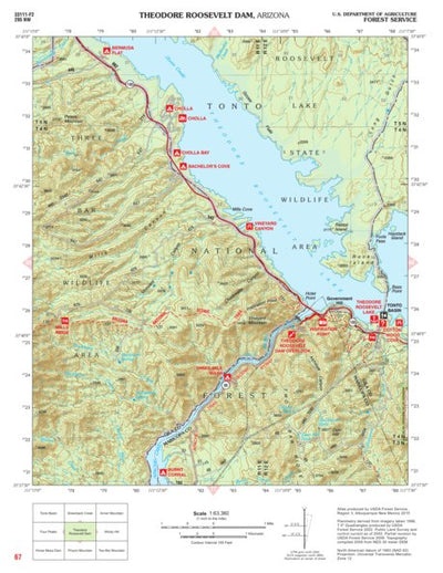 US Forest Service R3 Tonto National Forest Quadrangle: THEODORE ROOSEVELT DAM digital map