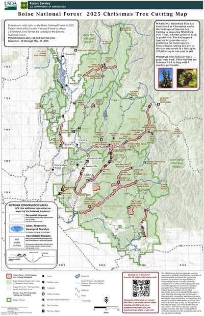 Boise National Forest Christmas Tree Cutting Map 2025 Preview 1