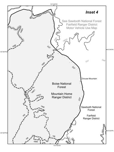 Boise National Forest Mountain Home RD East Side Motor Vehicle Use Map 2025 INSET 4 Preview 1