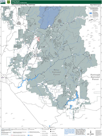 Boise National Forest South Fuelwood Map 2025 (Firewood Permit Required) Preview 1