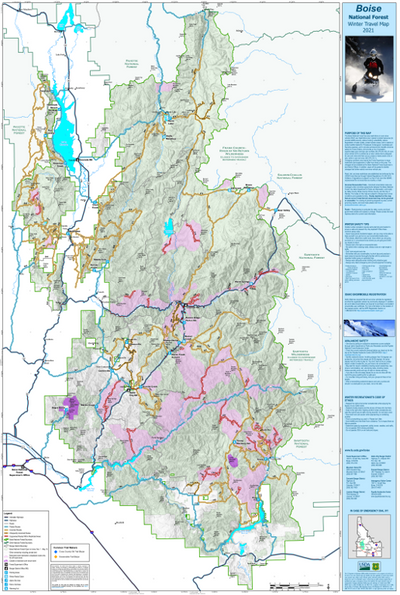 Boise National Forest Winter Travel Map 2021 Preview 1