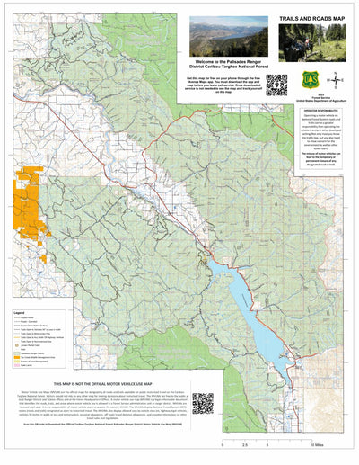 US Forest Service R4 Caribou-Targhee National Forest, Palisades Ranger District, Summer Trails and Roads Map 2023 digital map