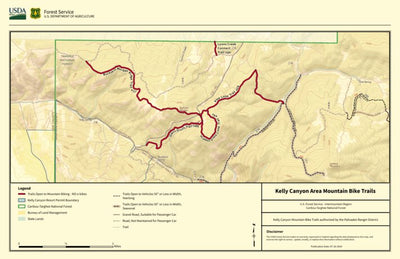 Caribou-Targhee National Forest Kelly Canyon Area Mountain Bike Trail Map 2024 Preview 1