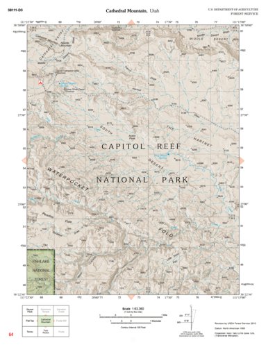 US Forest Service R4 Fishlake National Forest, Cathedral Mountain, UT 64 digital map