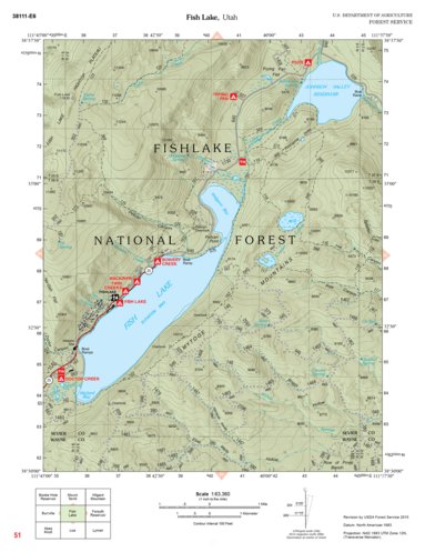 US Forest Service R4 Fishlake National Forest, Fish Lake, UT 51 digital map