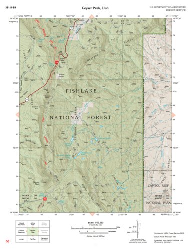 US Forest Service R4 Fishlake National Forest, Geyser Peak, UT 53 digital map