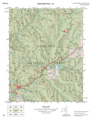 US Forest Service R4 Fishlake National Forest, Shelly Baldy Peak, UT 66 digital map