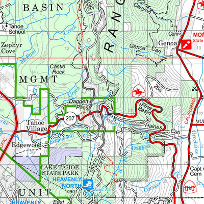 US Forest Service R4 Humboldt-Toiyabe NF Carson Ranger District Forest Visitor Map North Half 2016 Topo digital map