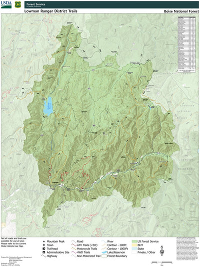 Boise National Forest Lowman Ranger District Trail Map 2025 Preview 1