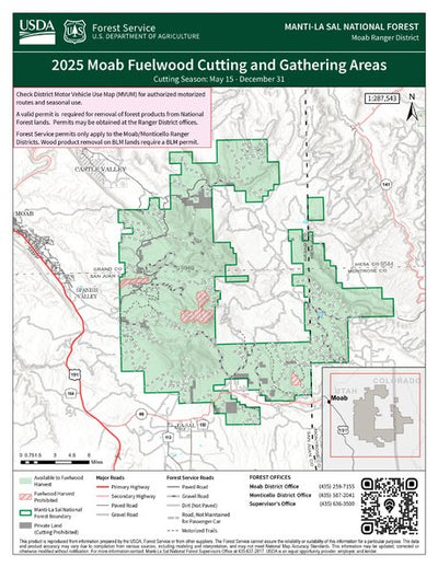 Manti-LaSal National Forest Moab Ranger District Firewood Map 2025 Preview 1
