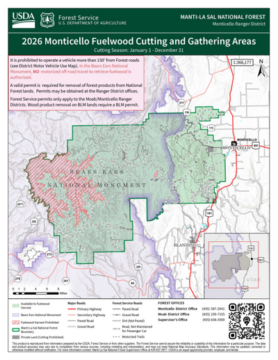 Manti-LaSal National Forest Monticello Ranger District Firewood Map 2026 Preview 1