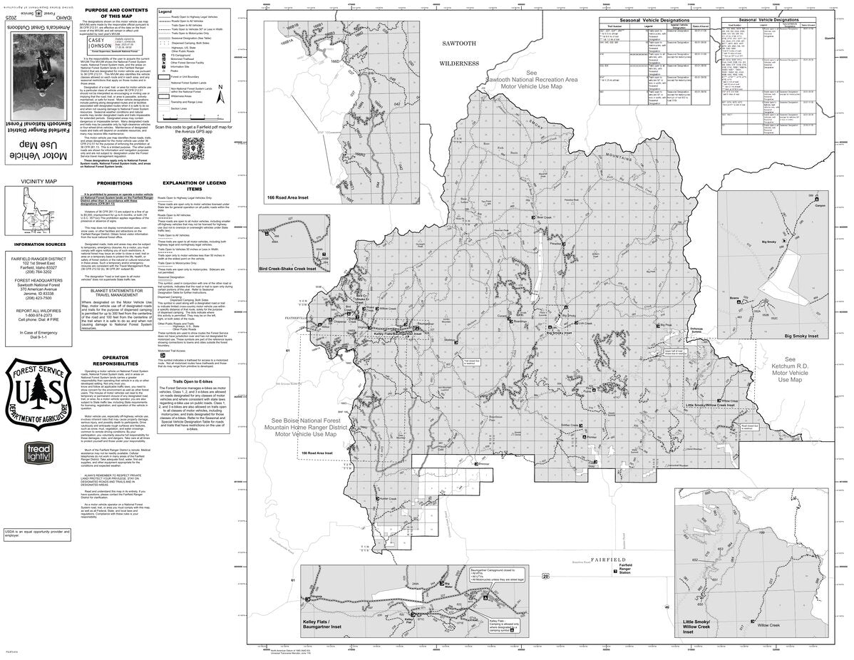 Sawtooth National Forest Fairfield RD Motor Vehicle Use Map 2025