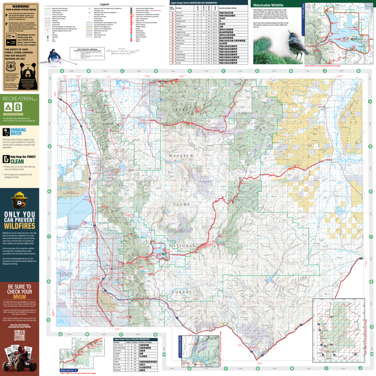 Uinta Wasatch Cache National Forest Visitor Map Ogden Ranger District ...