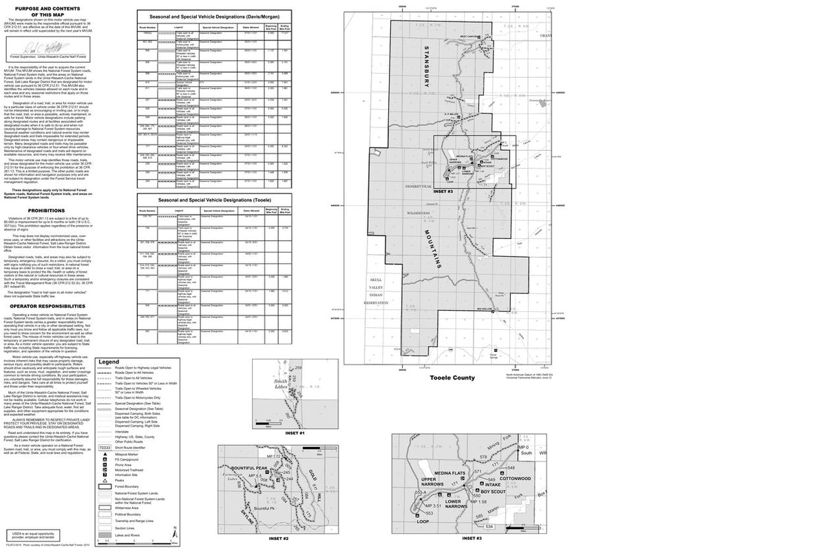 Uinta-Wasatch-Cache NF Salt Lake RD Tooele County Motor Vehicle Use Map ...