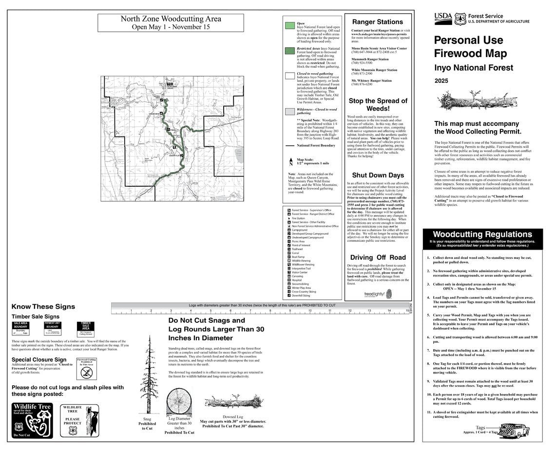 2025 Inyo Fuelwood WHITE MTNS Map by US Forest Service R5 | Avenza Maps