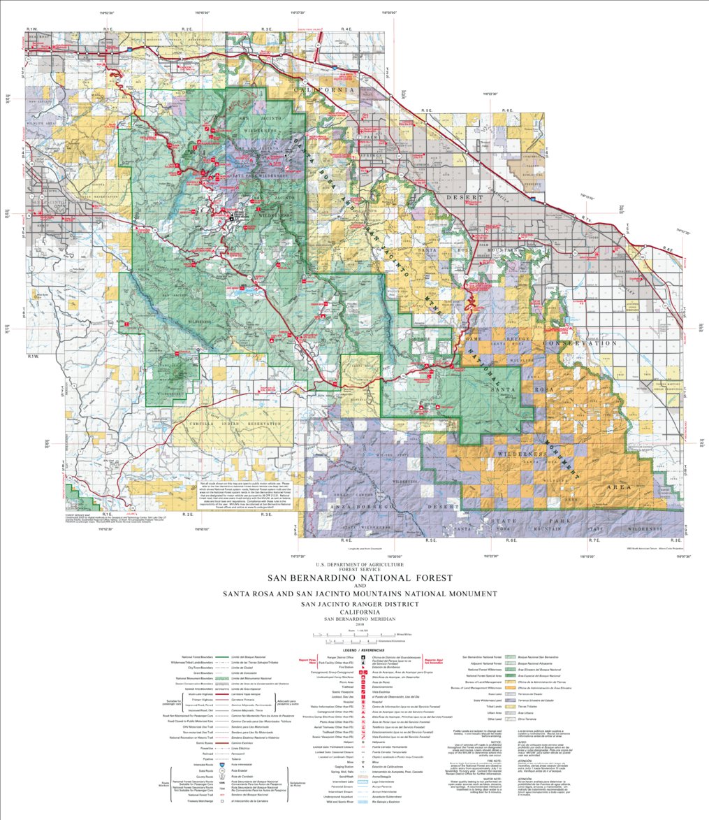 San Bernardino National Forest Visitor Map (south) by US Forest Service ...