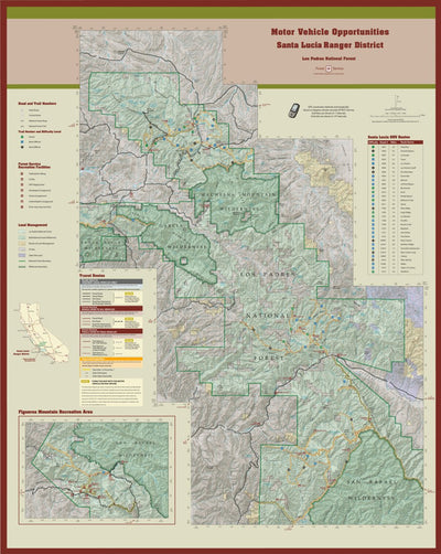 US Forest Service R5 Santa Lucia Motor Vehicle Opportunity Guide digital map
