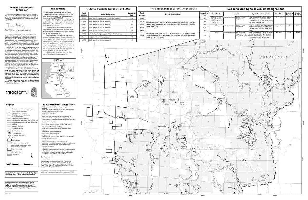 Six Rivers MVUM - Lower Trinity (north-central) Map by US Forest ...