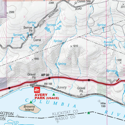 US Forest Service R6 Pacific Northwest Region (WA/OR) Columbia River Gorge NSA Recreation Map East digital map