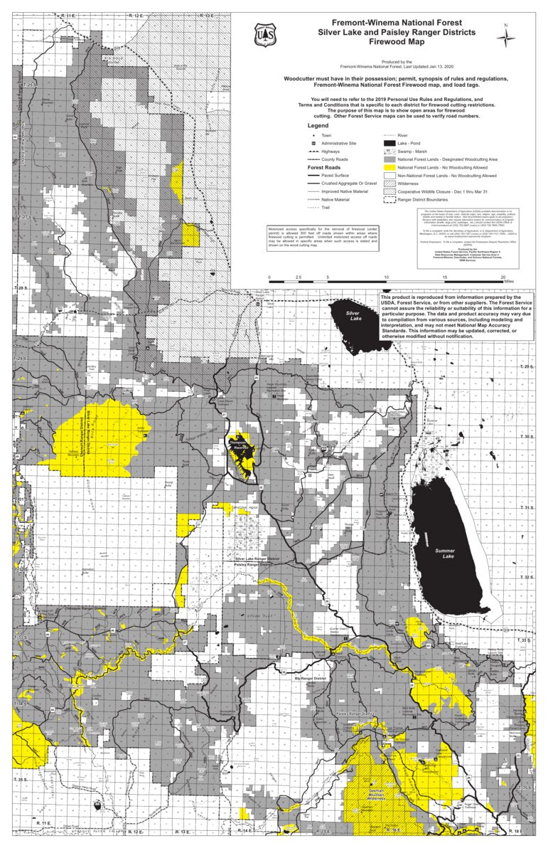 Fremont NF - North Silver Lake and Paisley RDs - Firewood Map by US ...