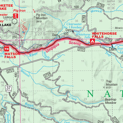 US Forest Service R6 Pacific Northwest Region (WA/OR) Land Of Umpqua Recreation Map East digital map