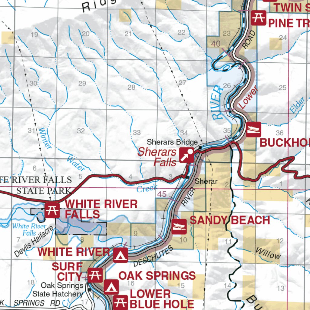 Lower Deschutes & John Day Rivers Recreation Map - Deschutes River Area ...