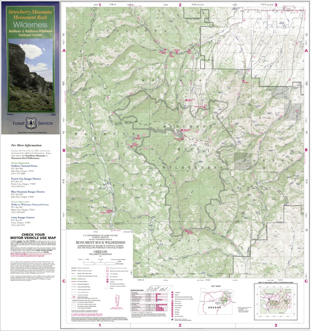 Pnw Rocks Map Monument Rock Wilderness Map by US Forest Service R6 Pacific Northwest ...
