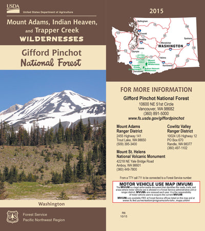 US Forest Service R6 Pacific Northwest Region (WA/OR) Mount Adams, Indian Heaven and Trapper Creek Wildernesses Map Bundle bundle