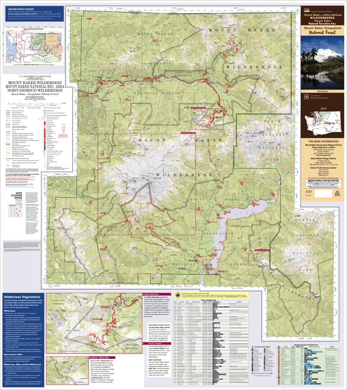 Mount Baker and Noisy-Diobsud Wildernesses Map by US Forest Service R6 ...