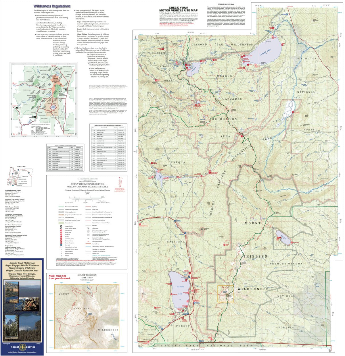 Mount Thielsen Wilderness and Oregon Cascades Recreation Area Map by US ...