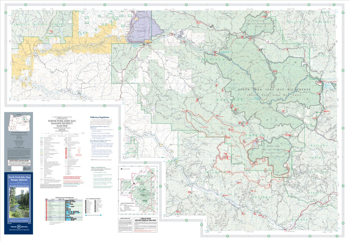 North Fork John Day Ranger District Map South by US Forest Service R6 ...