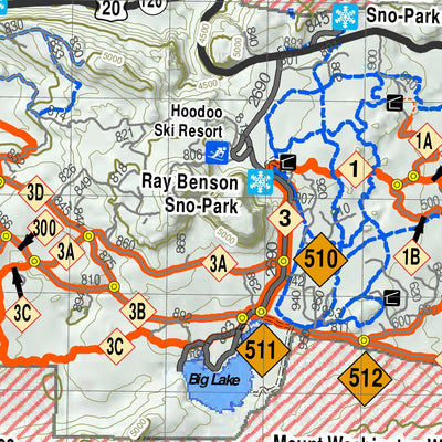 US Forest Service R6 Pacific Northwest Region (WA/OR) Santiam Pass Snowmobile Trail Map - Mount Jefferson Snowmobile Club digital map