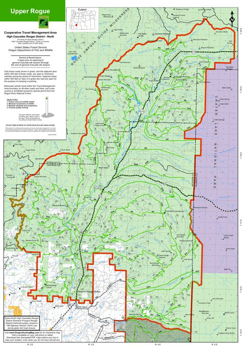 US Forest Service R6 Pacific Northwest Region (WA/OR) Upper Rogue Cooperative Travel Management Area North digital map