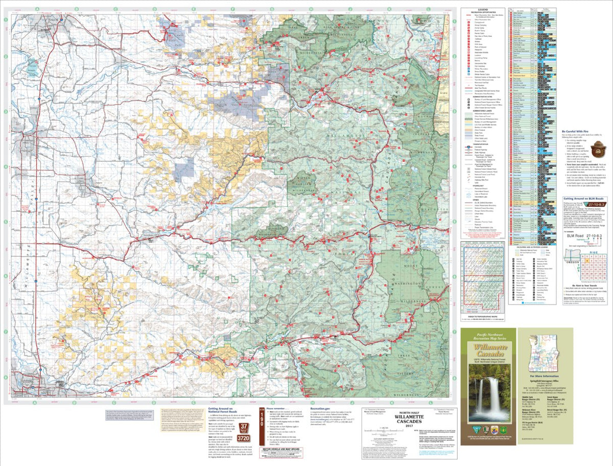 Willamette Cascades Recreation Map North by US Forest Service R6 ...